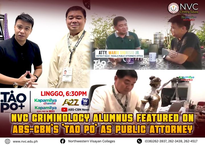 NVC Criminology Alumnus Featured on ABS-CBN’s ‘Tao Po’ as Public Attorney